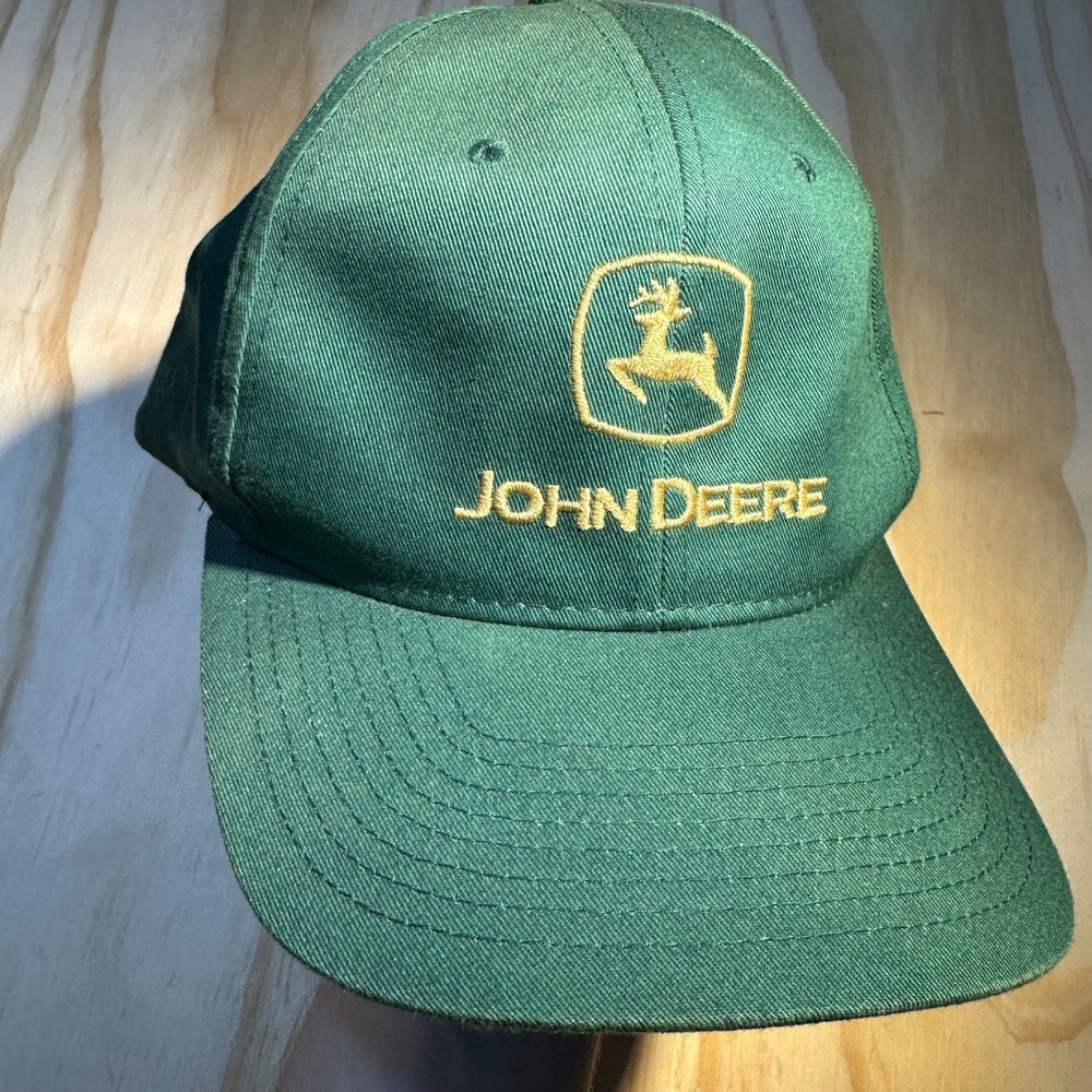 John Deere Mens Green Snapback Baseball Hat Embroidered Logo Adjustable Cap